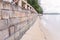 Beachside concrete retaining wall when low tide, Thailand