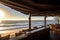 beachside eatery, with view of glistening ocean waves and sunlit skies