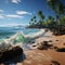 Beachside elegance Palms sway gracefully along the shore, framing oceans allure