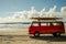 Beachside Getaway: Vibrant Van and Surfboards.