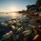 Beachside litter, including plastic bottles, highlights detrimental effects of pollution on shores