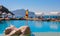 Beachside pool overlooking Venados Island on the Pacific Ocean in Mazatlan, Sinaloa, Mexico.