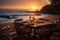 Beachside romance at sunset A tranquil dinner scene