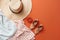 Beachwear and accessories on a yellow background