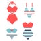 Beachwear bikini cloth fashion looks vacation lifestyle women collection sea light beauty clothes vector illustraton