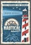 Beacon lighthouse vector nautical retro poster