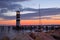 The beacon and pier on Neusiedler see, Austria