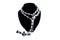 Beaded necklace or belt on black velvet bust isolated on white background. Female accessories, decorative ornaments and jewelry.