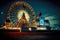 beaful buildings and illuminated ferris wheel in amusement park