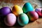 beaful multi-colored eggs for cooking easter