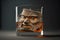 beaful whiskey glass with square faces on dark gray background