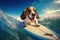 Beagle Beach Fun: Sunglassed Pup Takes on the Surfboard with Joy - Generative AI