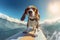 Beagle on Board: Happy Dog Rides the Waves in Sunglasses - Generative AI