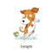 Beagle. Dog character on white
