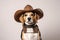 Beagle Dog Dressed As A Cowboy On White Background