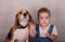 Beagle dog and little boy