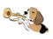 Beagle Dog Playing on Trumpet