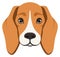 Beagle head icon. Cute puppy face. Dog emotion