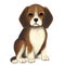 Beagle puppy, cute little dog hand drawn realistic illustration with charming eyes