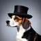 Beagle wearing a top hat portrait