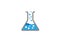 Beaker Lab flask with chemical substance inside make Bubbles for logo