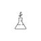 Beaker leaf chemistry plant flask line icon. Experiment green lab science
