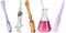 Beakers and ampoule clinic pharmacy set.