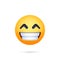 Beaming face with smiling eyes. Facebook emoji with shadow on a white background