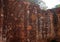 BEAMS OF SUNLIGHT AGAINST THE WALL OF A ROOFLESS FORT ROOM