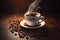 bean drink aroma mug brown morning espresso breakfast cup cafe. Generative AI.