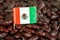 Bean Prices in Mexico, Concept, Miniature Mexican Flag on Bean Background, Agricultural Product Prices Rising Concept