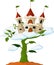 Bean sprout with castle in the clouds cartoon