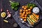 Bean veggies gnocchi with vegetable sticks and dip