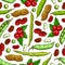 Beans, nuts, seeds vector seamless pattern