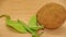 Beans and potatoes on a wooden tray