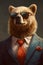 bear animal in the form of a man in a suit and sunglasses, a good leader, the boss, director, generative ai