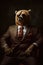 bear animal in the form of a man in a suit and sunglasses, a good leader, the boss, director, generative ai