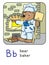 Bear baker Animals and professions ABC. Alphabet B