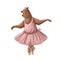 Bear ballerina funny cartoon character, watercolor style illustration, ballet clipart