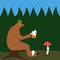 Bear with beer in forest