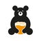 Bear and beer. Logo bear with a large mug of beer with foam holds in his hands on a white background.