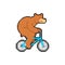 Bear on bicycle pixel art. pixelated Beast is riding bicycle. 8 bit Cartoon childrens illustration