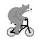 Bear on bicycle pixel art. pixelated Beast is riding bicycle. 8 bit Cartoon childrens illustration