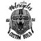 Bear Biker, motorcycle animal. Hand drawn image for tattoo, emblem, badge, logo, patch, t-shirt