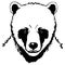 Bear. Black and white graphics. Logo design for use in graphics.