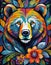 bear bright colorful and vibrant poster illustration