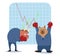 Bear and bull cartoon ready to fight in stock market