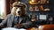 Bear in Business Attire Sitting at Desk