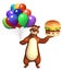 Bear cartoon character with balloon and berger