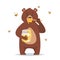 Bear character eating sweet honey